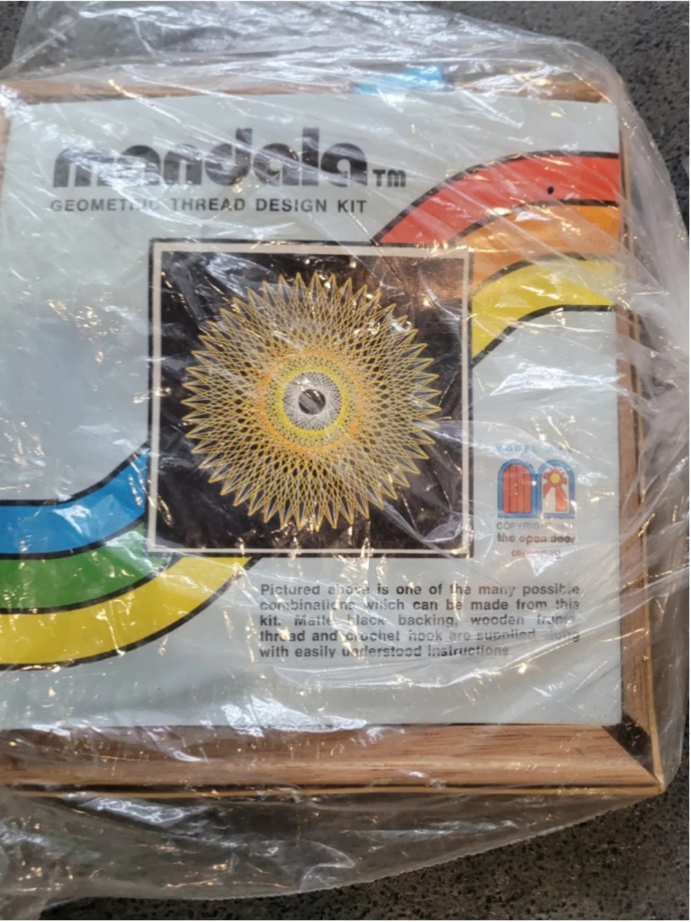 Vintage Mandala Geometric Thread Design Kit The Open Door Wooden Frame Craft Set
